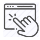 A human hand tapping a browser window.