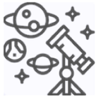 A telescope and multiple planets.